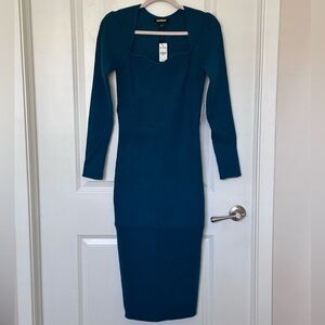 Large Body Contour Ribbed Sweetheart Neckline Sweater Dress